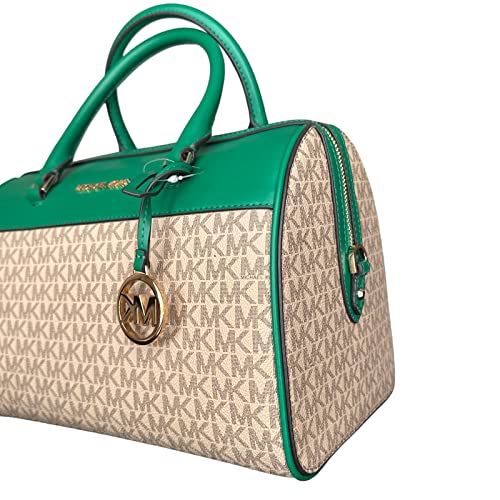 Michael Kors MK Jet Set Travel Medium Duffle Bag Satchel MK Signature, Palmetto Green, Satchel