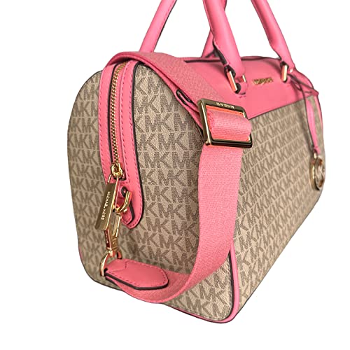 Michael Kors MK Jet Set Travel Medium Duffle Bag Satchel MK Signature, Tea Rose, Satchel