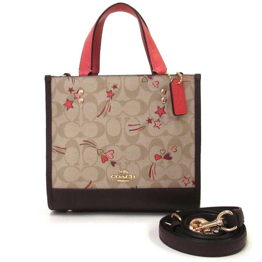 COACH Women's Dempsey Tote 22 In Signature Canvas With Heart And Star Print, Heart and Star Print - Light Khaki