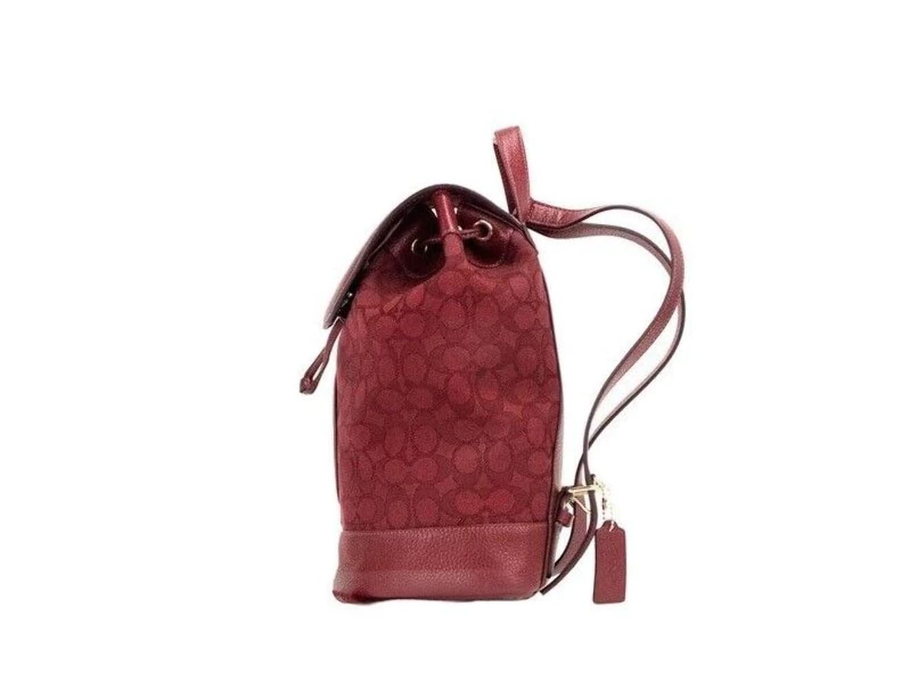 Coach Women's Dempsey Drawstring Backpack, Signature Jacquard - Patch/Stripe - Red Apple, 10 1/4" (L) x 12" (H) x 6 1/4" (W), Fashion Backpack