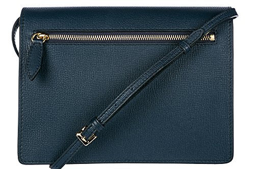 Burberry women's leather cross-body messenger shoulder bag small house check blu