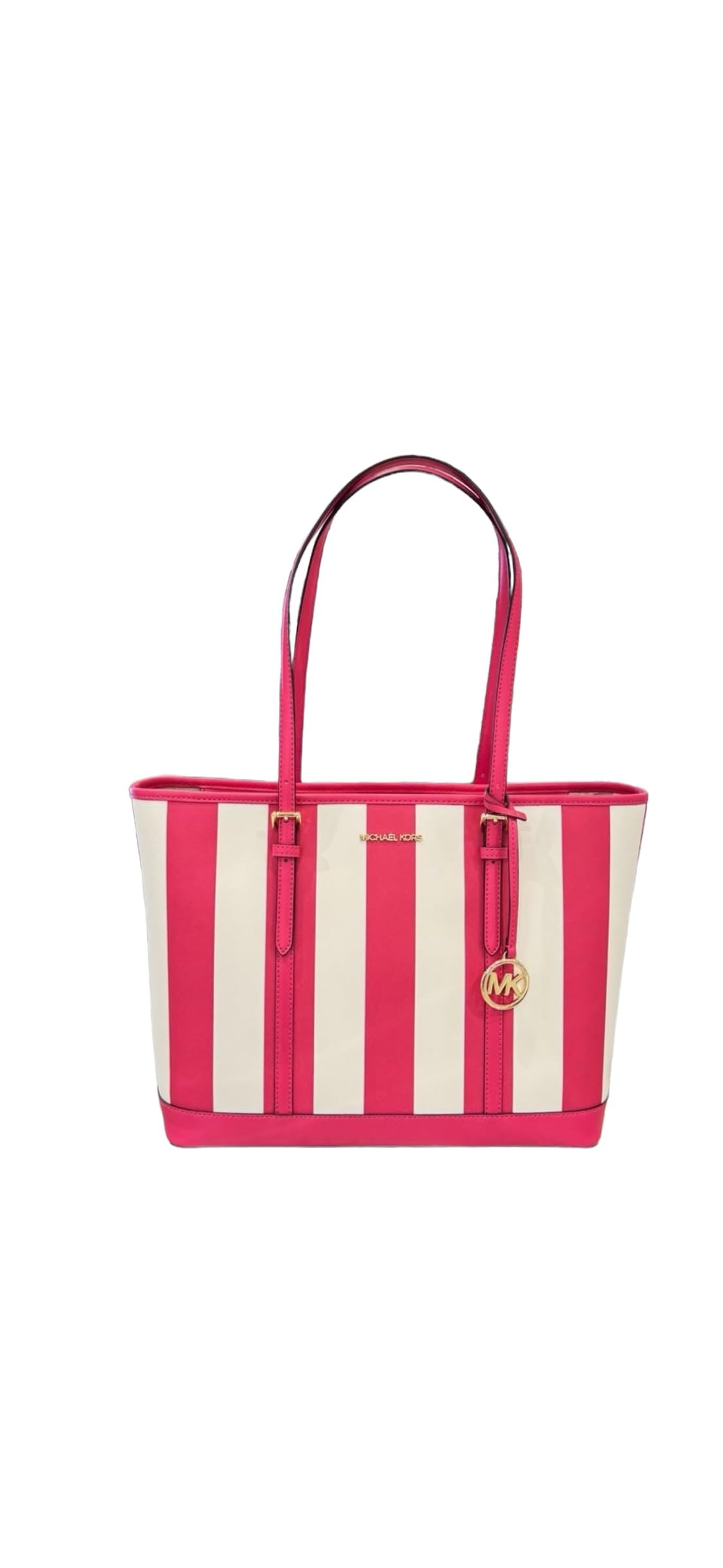 Michael Kors Jet Set Saffiano Large Leather Tote Bag (Electric Pink Multi), Multi, Large