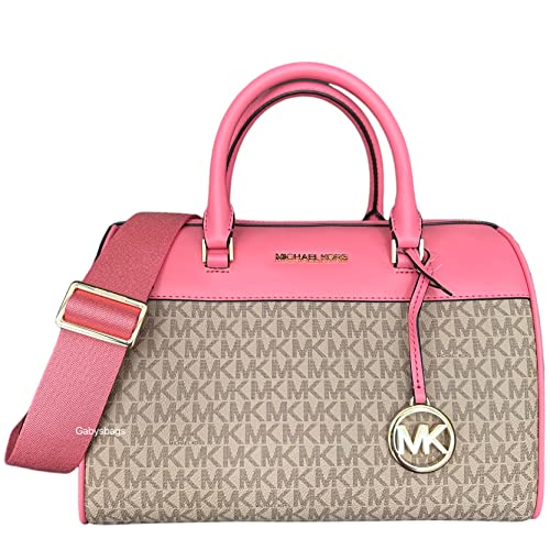 Michael Kors MK Jet Set Travel Medium Duffle Bag Satchel MK Signature, Tea Rose, Satchel