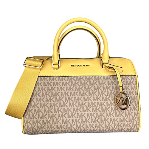 Michael Kors MK Jet Set Travel Medium Duffle Bag Satchel MK Signature, Daffodil Yellow, Satchel