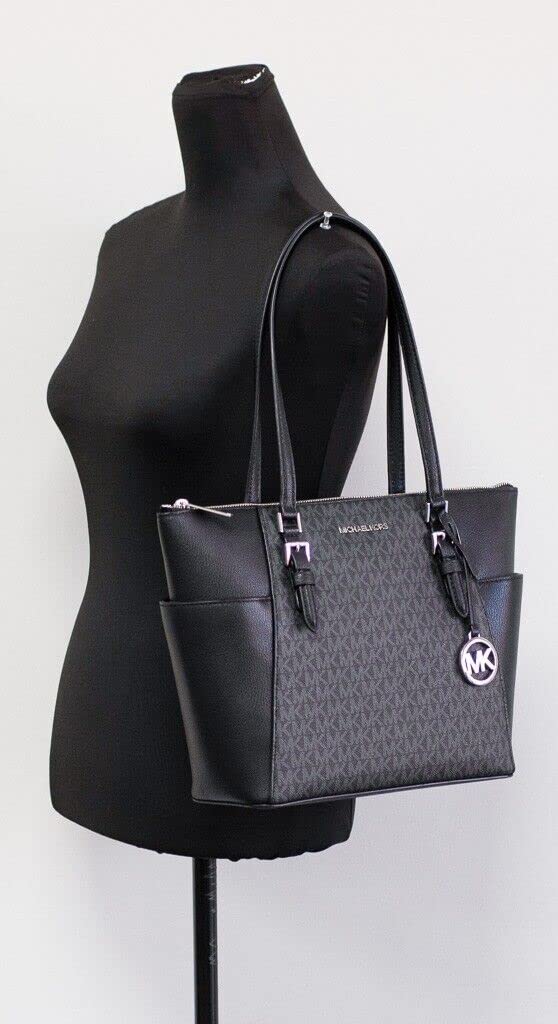 Michael Kors Charlotte Large Top Zip Tote (black sig)