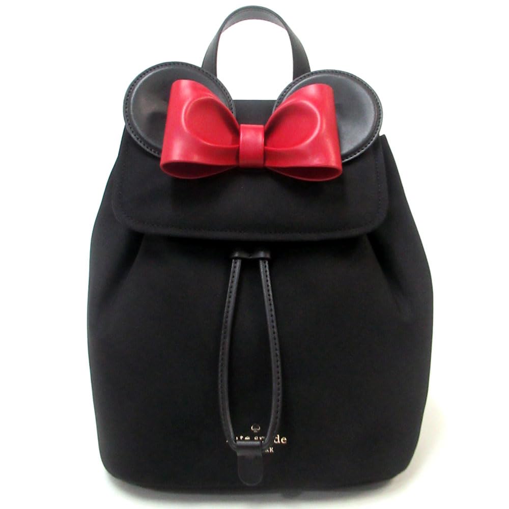 Kate Spade x Disney Minnie 3D Flap Nylon Backpack, Black , Red, M, Backpack