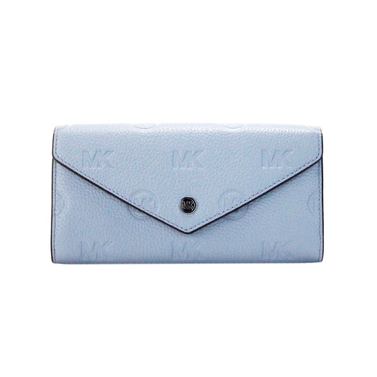 Michael Kors Jet Set Travel Large Logo Embossed Leather Envelope Wallet, Pale Blue, Fashion