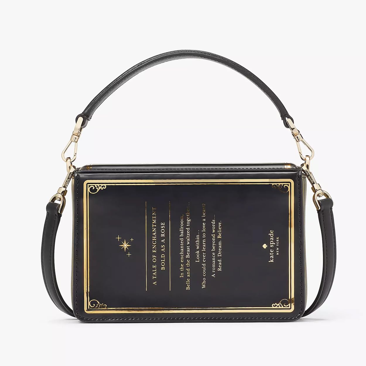 kate spade new york x Disney Women's Beauty and the Beast 3D Story Book Clutch Crossbody, Black O/S, Black, One Size