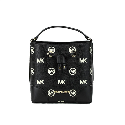 Michael Kors Mercer Small Drawstring Bucket Messenger bundled with SM Coinpouch Wallet Purse Hook, Black