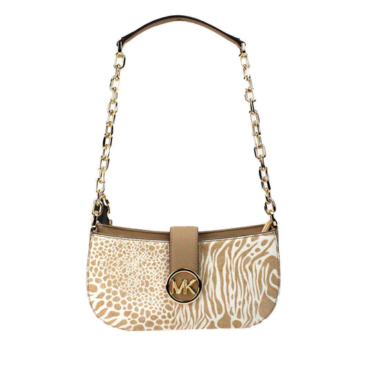 Michael Kors Carmen Small Animal Print Calf Hair Shoulder Bag Handbag, Camel