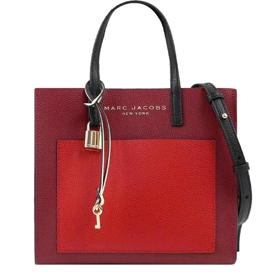 Marc Jacobs M0016132607 Mini Grind Pomegranate Red Multi Leather With Gold Hardware Mini/Small Women's Tote Bag, Red, S