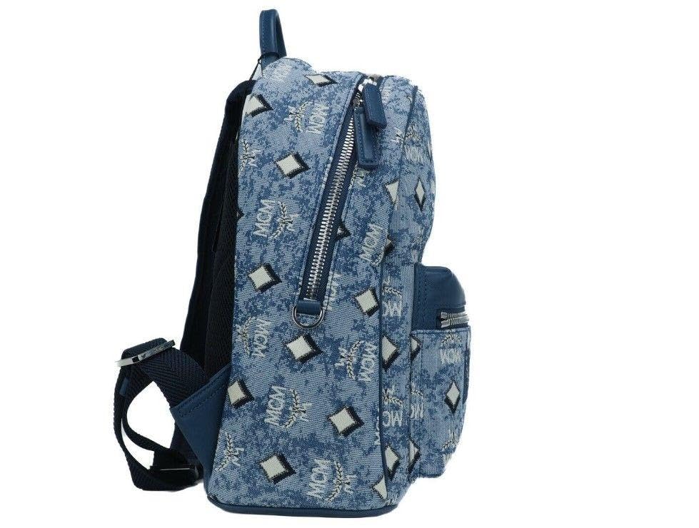 MCM Vintage Jacquard Small Backpack Blue One Size