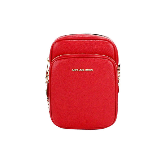 Michael Kors Jet Set Travel Signature PVC Medium Logo Chain Crossbody Flight Bag, Bright Red