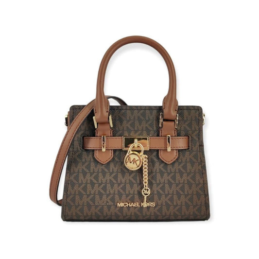 Michael Kors Hamilton XS Mini Satchel Shoulder Crossbody Bag 194900886618 BROWN 35H1GHMS0B, Brown Signature