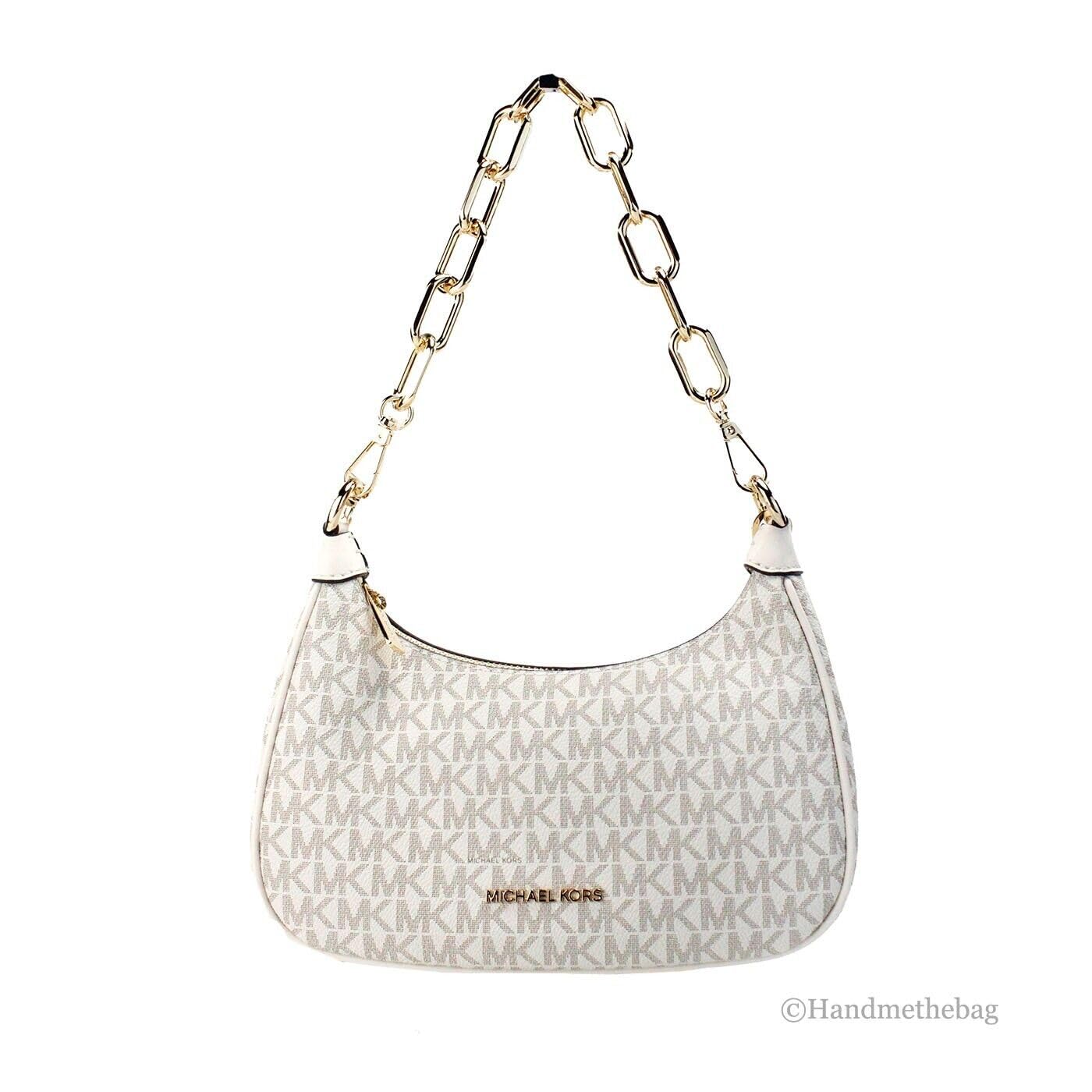 Michael Kors Cora Medium Signature PVC Zip Pouchette Crossbody Bag Light Cream, Lt Cream Multi, Medium