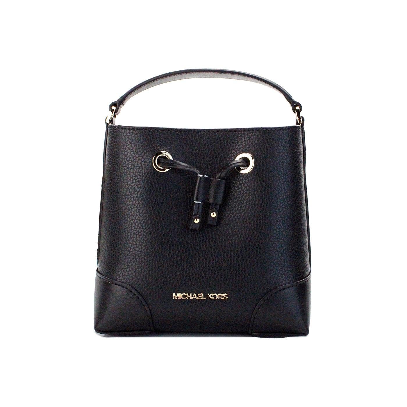 Michael Kors Mercer Small Pebbled Leather Bucket Bag Black, Black, M, Measures: 12" W X 8" H X 7" D