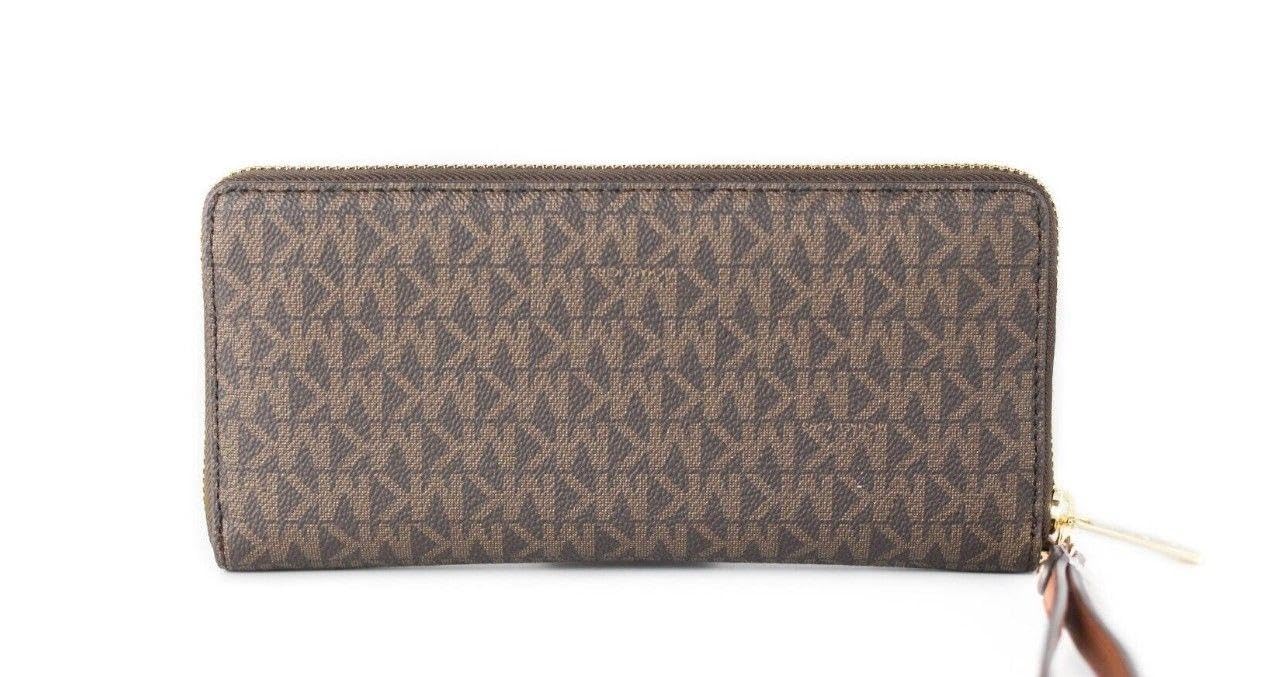 Michael Kors Women Jet Set Travel Large Travel Continental Wristlet Wallet Brown