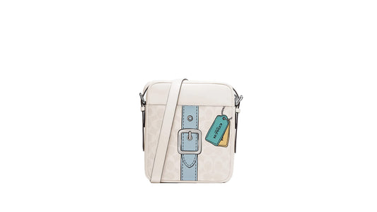 COACH Men's Hudson Crossbody 21 Bag in Signature Canvas, Trompe L'oeil Print - Chalk Multi