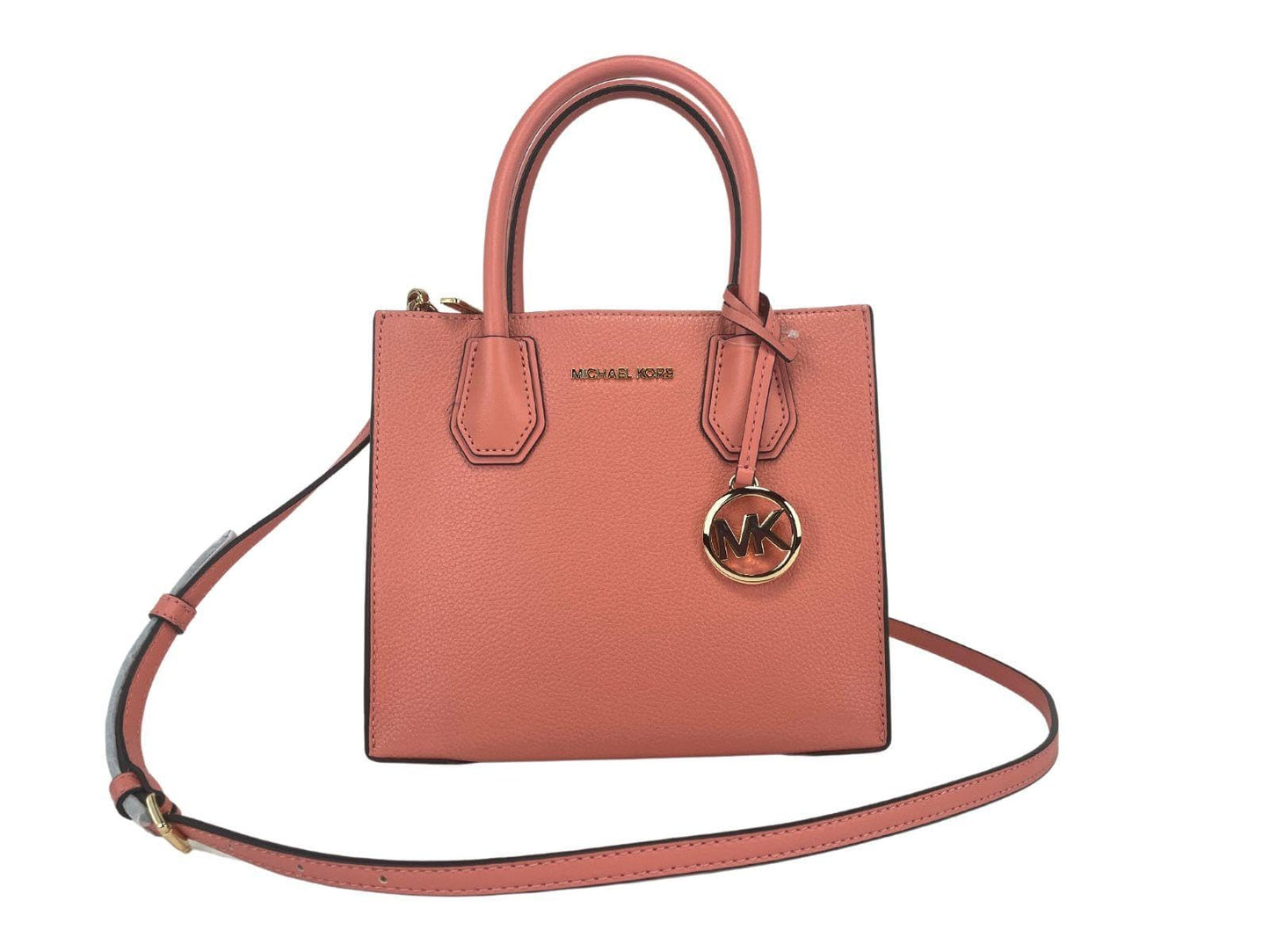 Michael Kors Women's Mercer Pebbled Leather Messenger Bag, Sherbert