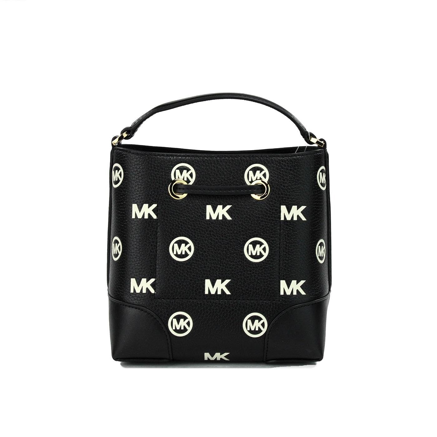 Michael Kors Mercer Small Drawstring Bucket Messenger bundled with SM Coinpouch Wallet Purse Hook, Black