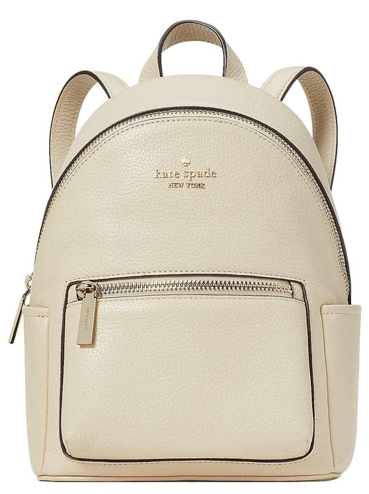 Kate Spade New York Women's Leila Pebbled Leather Mini Dome Backpack Bag, Light Sand, Mini, Backpack