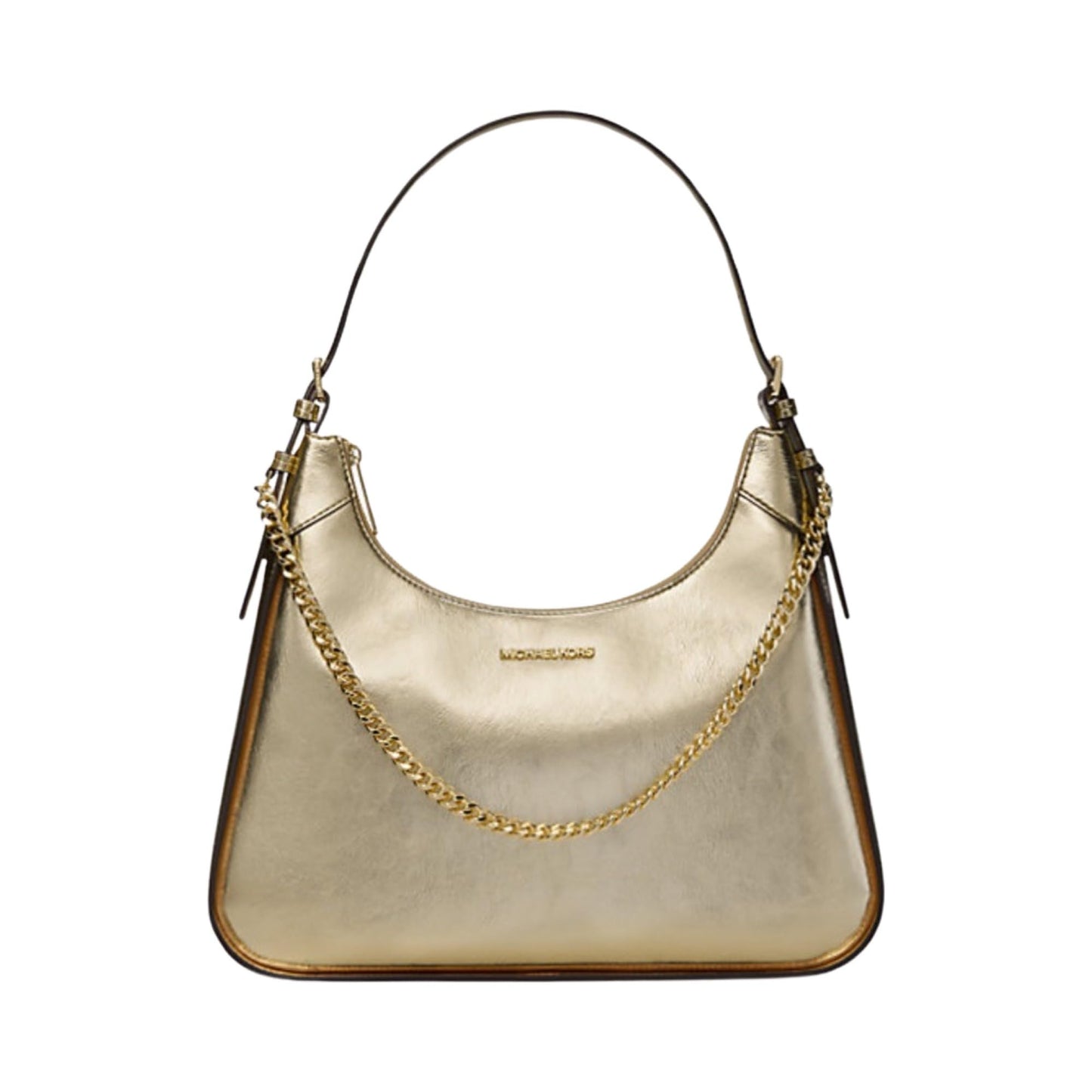 Michael Kors Wilma Large Leather Shoulder Bag, Gold, Large