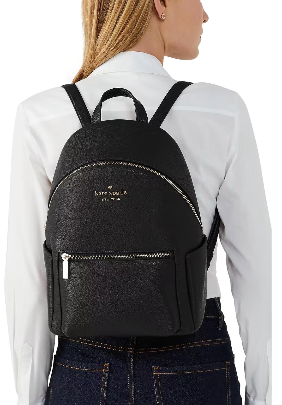 Kate Spade New York Leila Dome Backpack Pebbled Leather Medium, Black