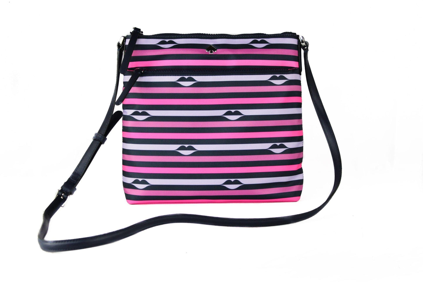 Kate Spade Crossbody Karissa Nylon Lip Print Pink Multicolor, Blue, M