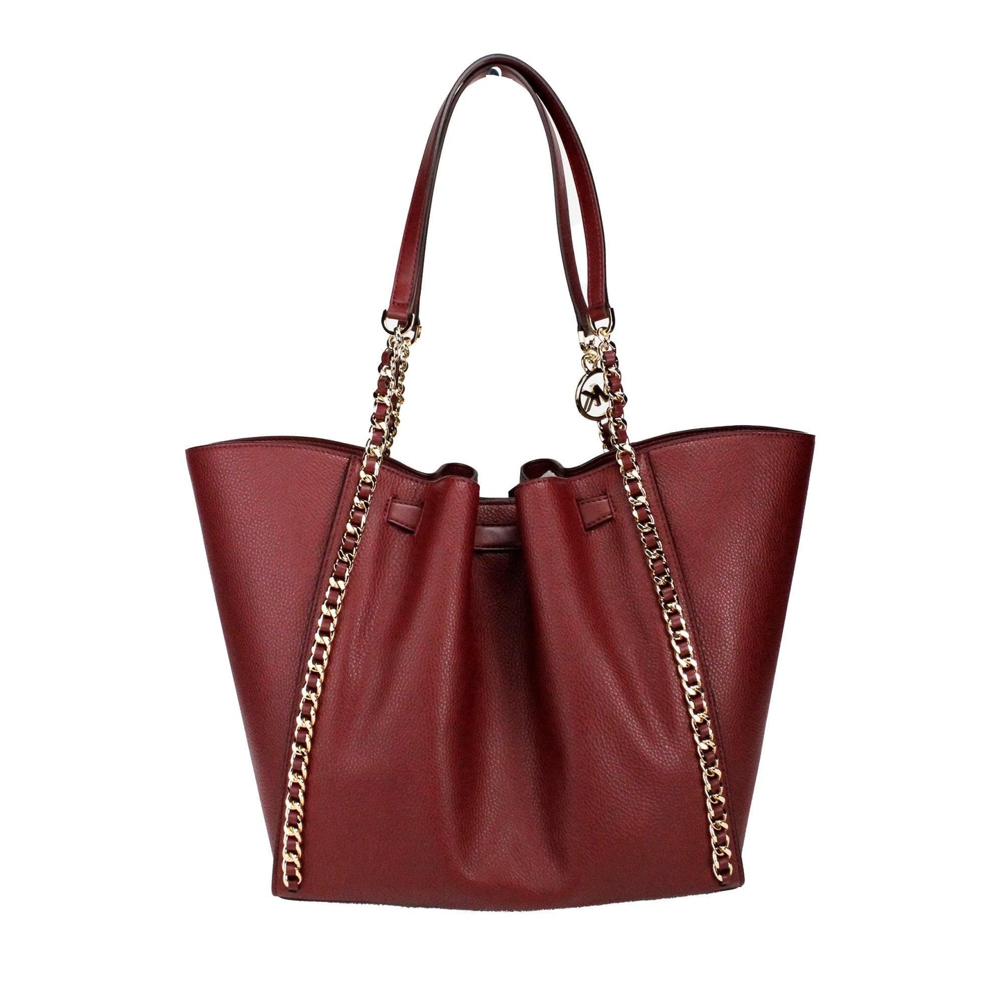 Michael Kors Mina Large East West Shoulder Bag Tote Dark Cherry Pebbled Leather, Dark Cherry