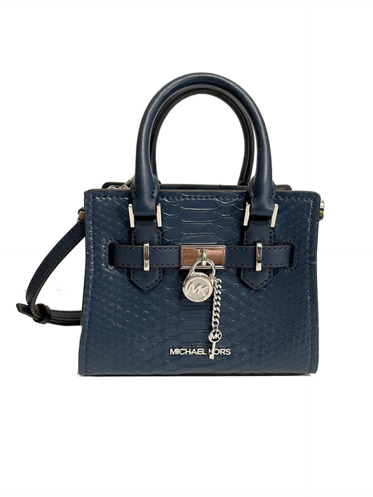 Michael Kors Hamilton XS Small Leather Satchel Crossbody Bag Purse, Navy