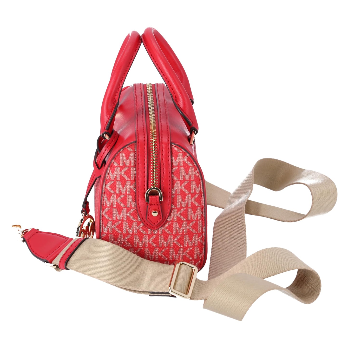 Michael Kors Jet Set Travel XS MINI EXTRA SMALL Duffle Bag Crossbody Bright Red MK Signature, Bright Red, XS, Crossbody