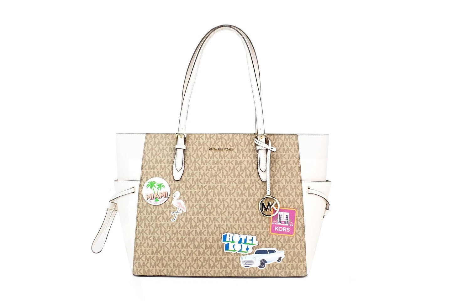 Michael Kors Gilly Large Jet Set Drawstring Top Zip Tote (Light Cream Miami), Light Cream, One Size, Tote