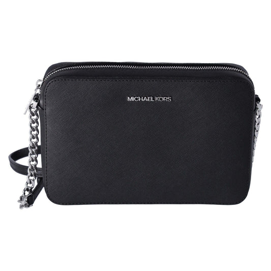 Michael Kors Shoulder Cross Body Bag Saffiano Leather Medium Handbag Jet Set (Black)