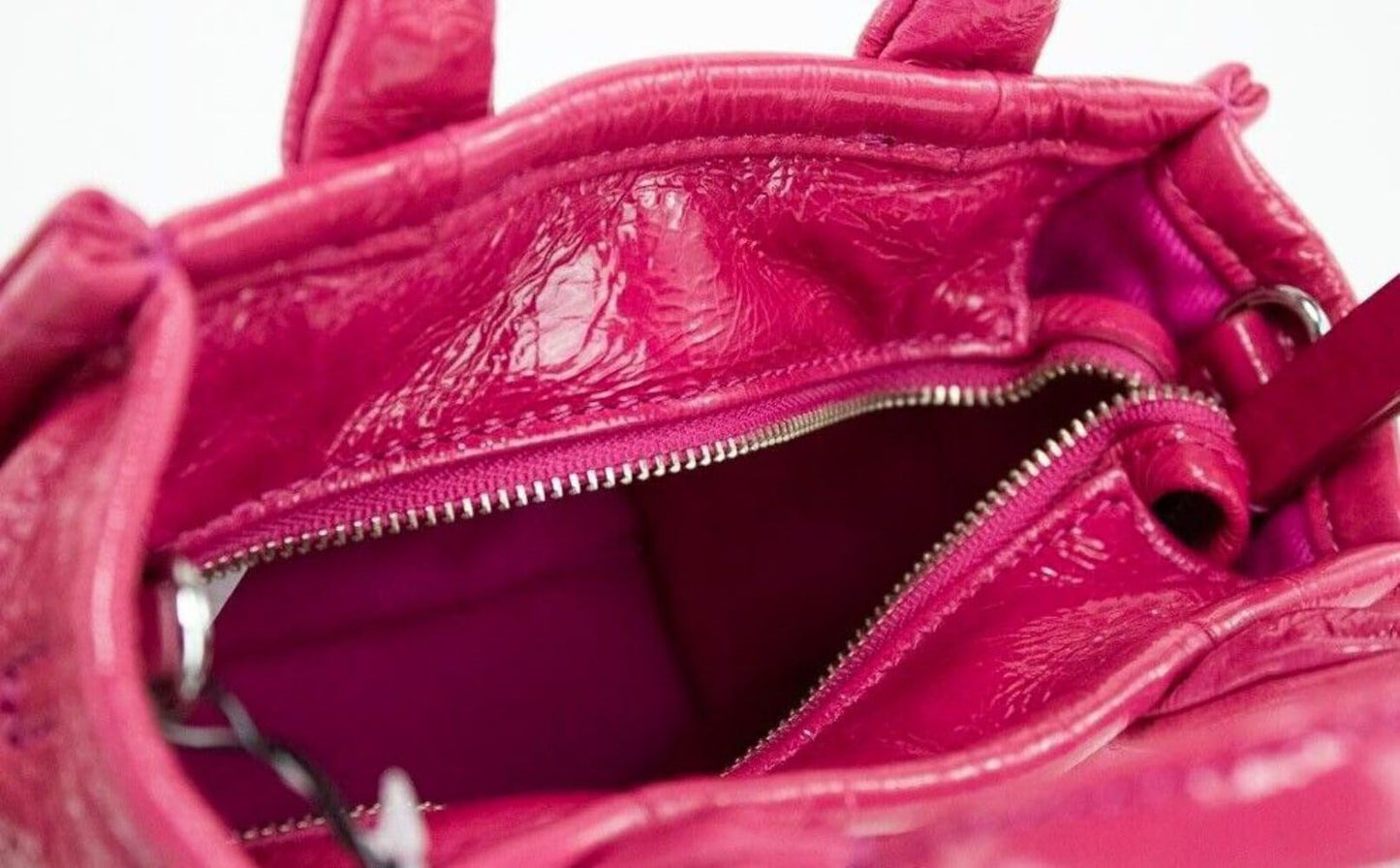 Marc Jacobs The Crinkle Leather Micro Tote, Magenta, One Size