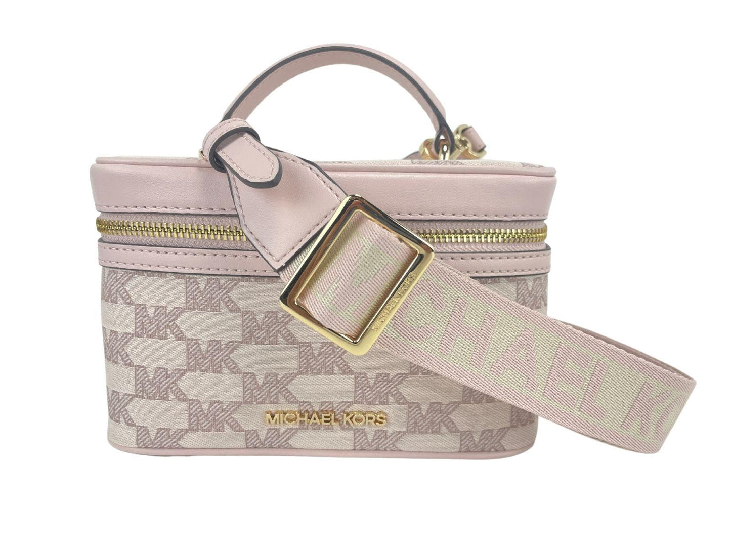 Michael Kors Jet Set Medium Powder Blush Jacquard Canvas Zip Trunk Crossbody Bag, Multicoloured, One Size