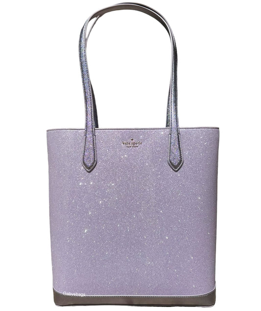 kate spade Tinsel Glitter Shoulder Tote Bag Handbag Holiday Collection 2022, Lilac Frost