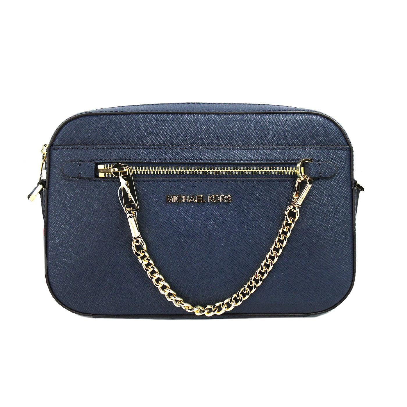 Michael Kors Jet Set Large East West Zip Chain Crossbody Bag Navy Leather, Navy