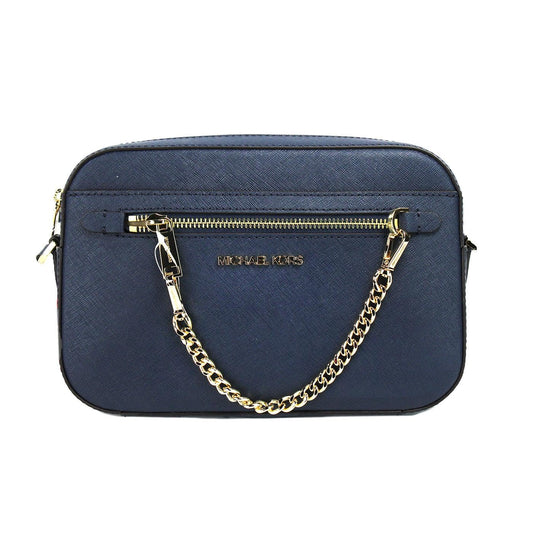 Michael Kors Jet Set Large East West Zip Chain Crossbody Bag Navy Leather, Navy