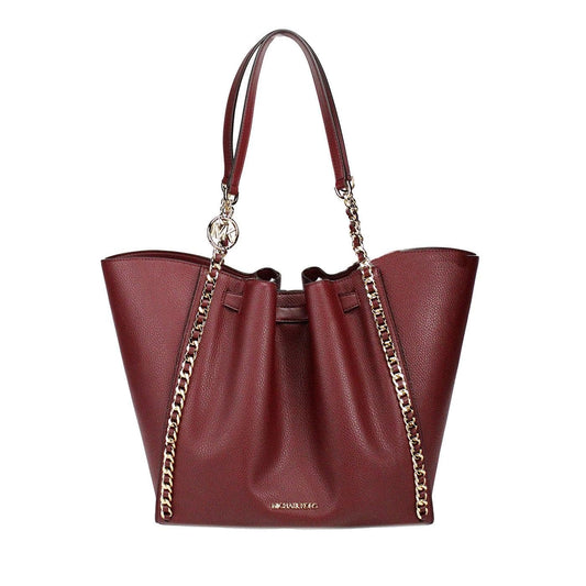 Michael Kors Mina Large East West Shoulder Bag Tote Dark Cherry Pebbled Leather, Dark Cherry