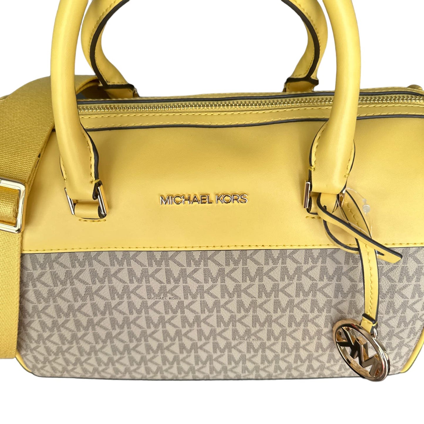 Michael Kors MK Jet Set Travel Medium Duffle Bag Satchel MK Signature, Daffodil Yellow, Satchel