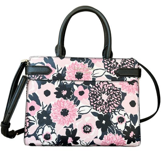 Kate Spade Staci Medium Dahlia Floral Printed Leather Crossbody Satchel Pink, Pink