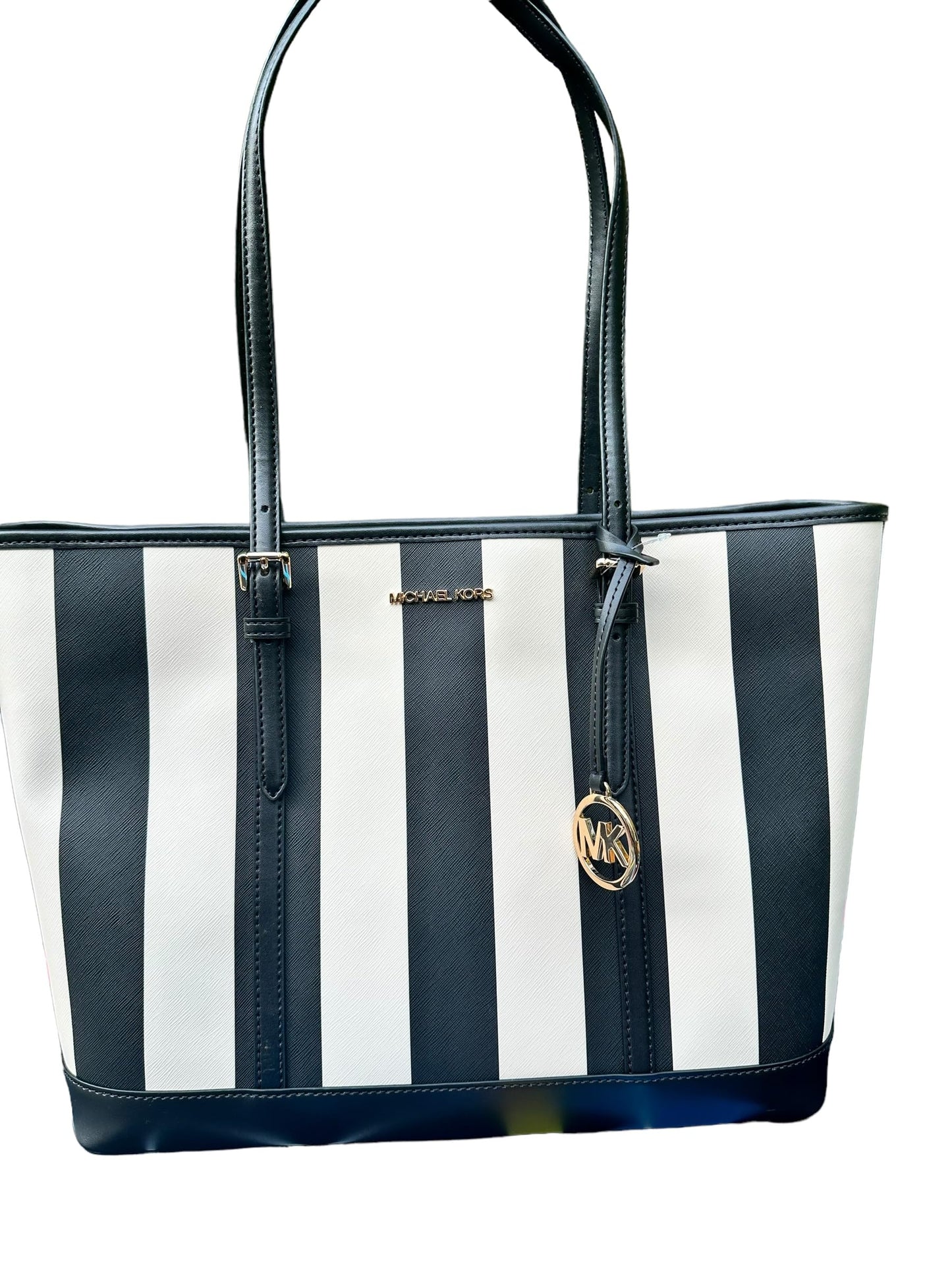 Michael Michael Kors Large Tote Black Stripe, Black and White