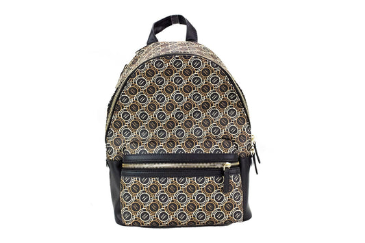 Marc Jacobs Signet Medium Black Logo Printed Leather Shoulder Backpack Bookbag, No-colour