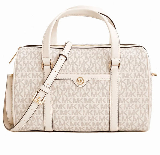 MICHAEL KORS JST Travel Medium Duffle Satchel Shoulder Crossbody Bag Light Cream, Light Cream, Medium