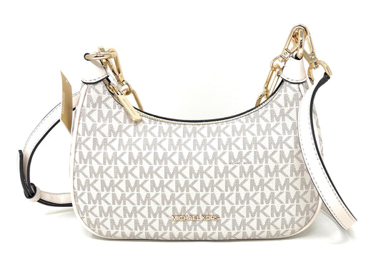 Michael Kors Cora Medium Signature PVC Zip Pouchette Crossbody Bag Light Cream, Lt Cream Multi, Medium