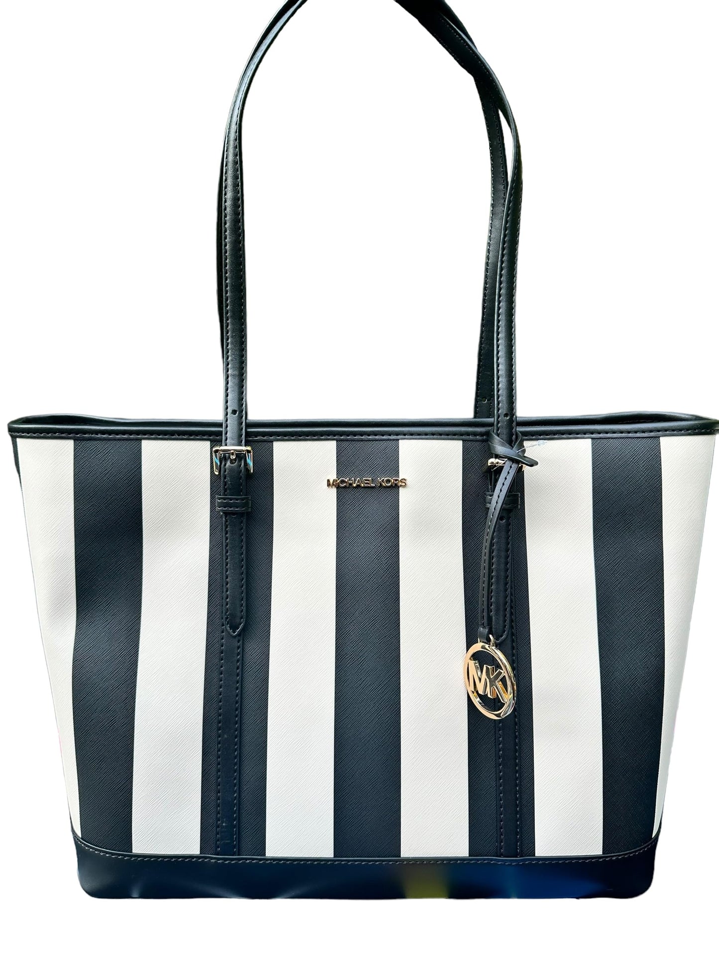 Michael Michael Kors Large Tote Black Stripe, Black and White