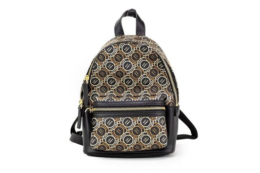 Marc Jacobs Signet Mini Black Logo Printed Leather Shoulder Backpack Bookbag, No-colour