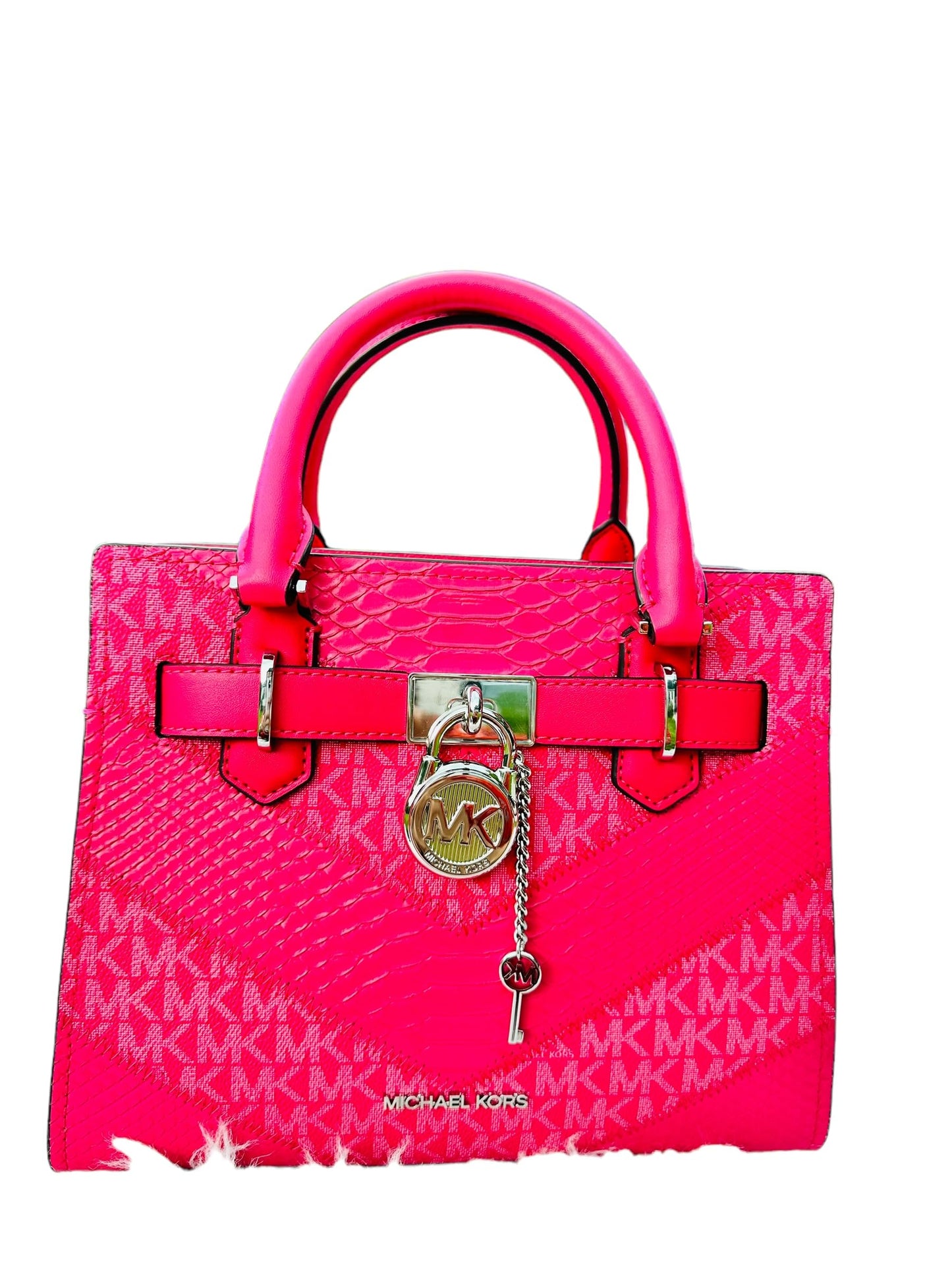 Michael Kors Hamilton Small Satchel, Electric Pink Multi, Small