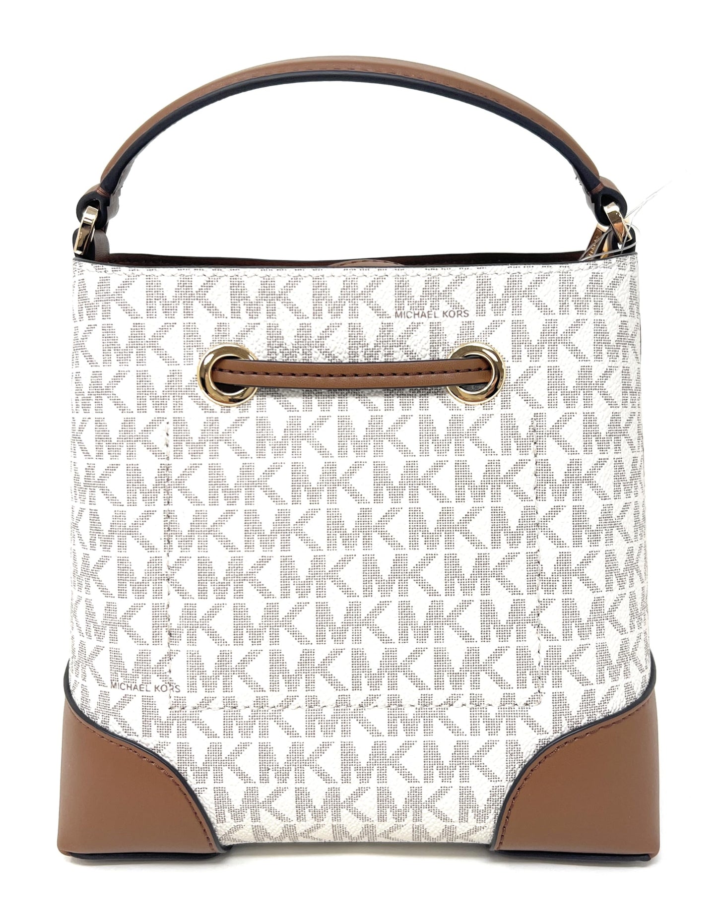 Michael Kors Mercer Small Leather Bucket Crossbody Bag Vanilla Signature, Vanilla Pvc, Medium