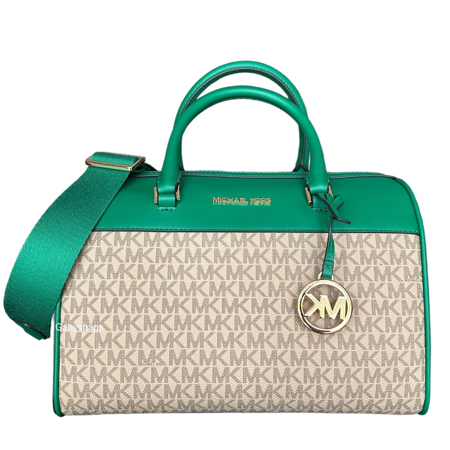 Michael Kors MK Jet Set Travel Medium Duffle Bag Satchel MK Signature, Palmetto Green, Satchel